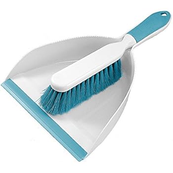 Everclean Dustpan and Brush Set with Ergonomic Brush Design, Aqua/White (6670)