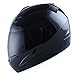 Motorcycle Street Bike Glossy Black Full Face Helmet + Two Visors: Smoked & Clear