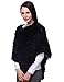 Ferand Ladies Genuine Knitted Rabbit Fur Poncho Cape Shawl for Women, Black