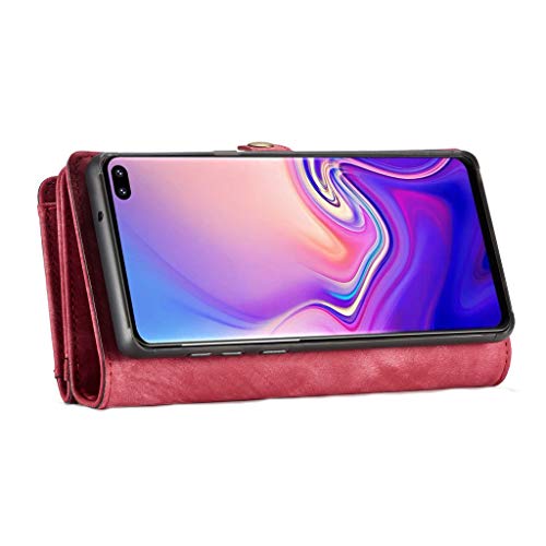 MatureGirl for Samsung S10 Plus Case Magnetic Adsorption Metal Bumper Glass Case Cover Fits Samsung Galaxy S10 6.4 inch (Red)