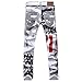 jeansian Men's Printed Washed Denim Long Straight Skinny-Fit Pants Jeans J229