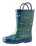 Oakiwear Kids Rubber Rain Boots with Easy-On Handles, Crocodile, 7T US Toddler