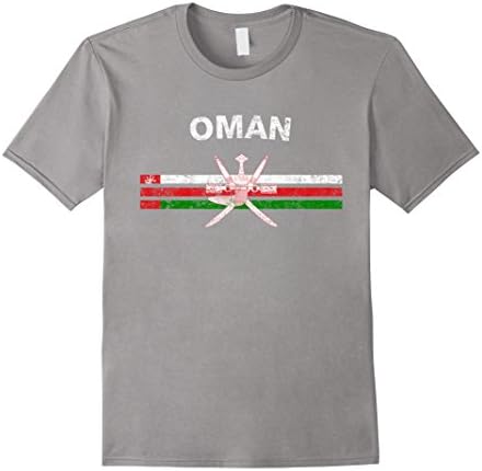 Mens Omani Flag Shirt - Omani Emblem &amp; Oman Flag Shirt Large Slate