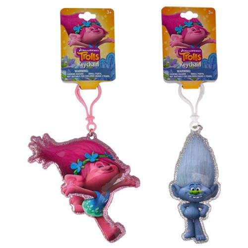 Party Favors Dreamworks Trolls Keychain Shaped Printed PVC Zipper Pulls - 2 asst