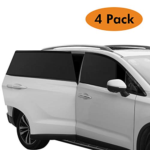BOYISEN Car Side Window Sun Shade Front and Back, Breathable Mesh Sun Shield with UV Rays Protection Mosquito Prevention Fit for Small Cars(4 Pack) - Thumbnail 7
