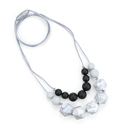 Lofca Baby Teething Necklace for Mom to Wear-Great Teether Toy -Food Grade Silicone,Anti Flammatory-100% BPA Free-'Claire'(Marble) - Thumbnail 3