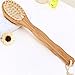 Scheam Bamboo Bath Brush for Back Scrubber with Long Handle and Scrubbing Exfoliating Gloves