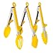 Zestkit Kitchen Tongs BBQ Silicone and Stainless Steel-3 Types for Multi-purpose Cooking (Yellow,Set of 3,10 inches)
