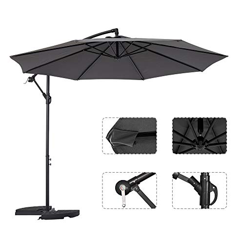 Mondeer Sonnenschirm 300 cm, Ampelschirm mit Kurbelgriff, Höhenverstellbarer Alu Wasserdichter UV-Schutz, für Garten… – Bild 8