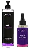 Luxxx Beauty Ultimate Female Shaving Kit - Lush Intimate Shave Lotion for Women Fresh Scent 8 Fl Oz + Refresh Anti-chafe After Shave Mist 4 Fl Oz - Reduce Skin Irritation & Protect Sensitive Skin