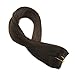 Moresoo 80 Grams Darkest Brown Hair Extensions Brown 16 Inch Flip on Extensions Remy Human Hair Color #2 One Piece Human Hair Extensions Double Weft