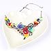 Women's Exotic Multi-Colored Enamel Flower Bib Choker Necklace Earring Set