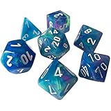 Chessex Polyhedral 7-Die Festive Dice Set - Waterlily with White Numbers