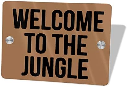 Huahua Door Sign Decorative Hanging Sign Name Plate Welcome to The Jungle for Door Plaque Office Sign Wall Art Customized and Personalized Decorative Sign Front Door Home Decor 5.5 X 7.5 Inch