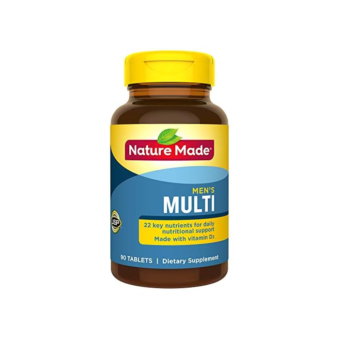 Nature Made Multivitamin For Him with No Iron, Men's Daily Nutritional Support, 90 Tablets, 90 Day Supply