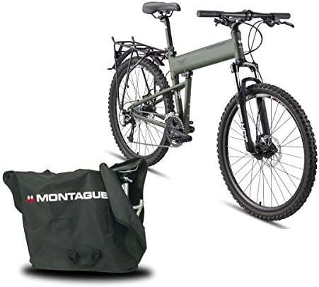 Montague Paratrooper 24 Speed Folding Mountain Bike, Bike, Folding Bicycles for Adults, Folding Bike, Folding Bicycle Bundled with Carrying Case Bag and Outdoors Equipments Guide Book