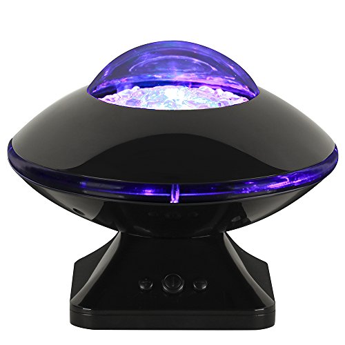 SlowTon UFO Night Light Projector, Color Changing LED Mood Decorative Lamp Aurora Borealis Projection with Speaker USB Charging Baby Bedroom Living Room Sleep Light for Kids and Adults Parties (Black)