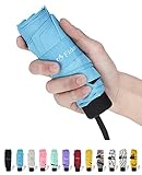 Fidus Ultra light Mini Compact Travel Umbrella – Windproof Portable Parasol Sun & Rain Outdoor Golf Umbrella With 95% UV Protection for Women Men Kids-light blue