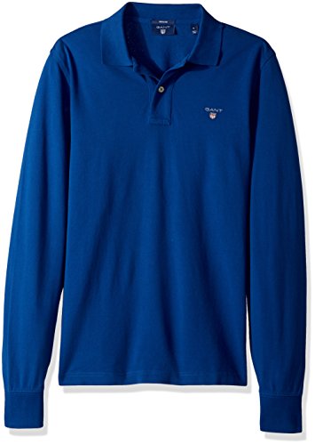 Gant men s long-sleeved pique polo shirt, yale blue, m