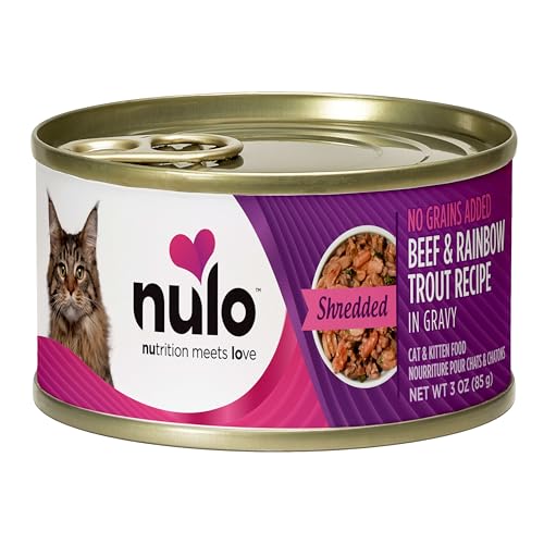 NULO BEEF & RAINBOW TROUT GRAIN-FREE SHREDDED WET CANNED CAT FOOD, 3 OUNCE (PACK OF 24)