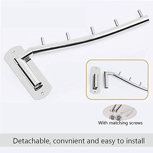 MulYeeh Folding Wall Mounted Clothes Rack, Coat Hanger Stainless Steel Clothes Hook with Swing Arm, Clothing Hanging System Closet Storage Organizer
