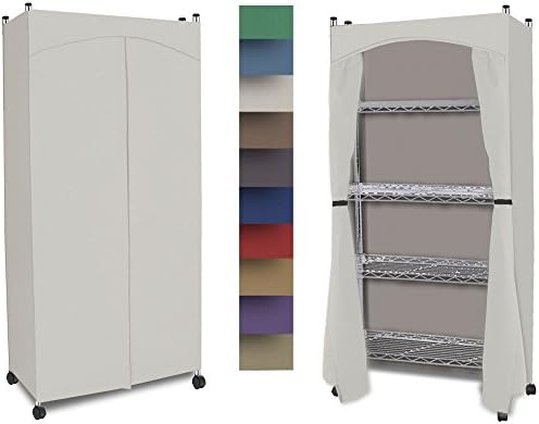 Wardrobe 5-Shelf Closet w/ Premium Cotton Canvas/Duck Cover (60-62.5Hx30Wx14D) Cream