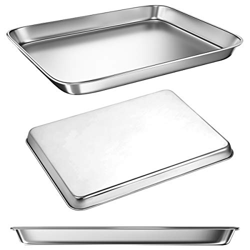 Toaster Oven Tray Baking Pans with Cooling Rack, 12.4 x 9.7 x 1 inch