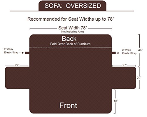 E-Living Store Oversized Sofa/Couch Protector, Reversible with Elastic Strap to hold in Place - Beige - Thumbnail 4