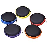 eBoot Hard EVA Case Storage Bag for Earbuds/ Earphone Headset, Round Shape, 5 Pieces