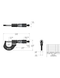 Starrett Digital micrómetro de exteriores, parada de carraca, tuerca de bloqueo, caras de carburo, Pulgada, 1