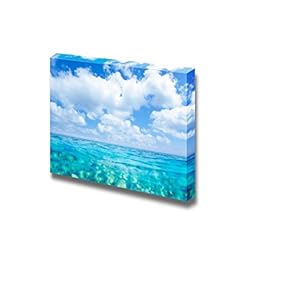 Canvas Prints Wall Art - Clear Ocean Water and Cloudy Blue Skies | Modern Wall Decor/Home Decoration Stretched Gallery Canvas Wrap Giclee Print. Ready to Hang - 12" x 18"