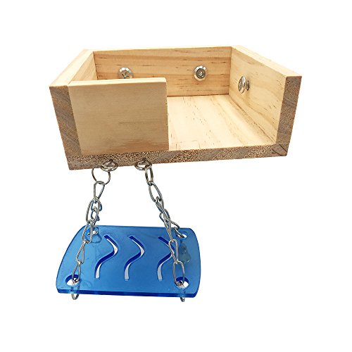 Borange Hamster Cage Wood Swing, Ladder and Resting Platform set for Hamster, Mouse Chinchilla, Rat, Gerbil and Dwarf Small Animal Wooden Platform Climbing Kits Cage Accessories