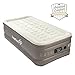 Ivation Premium Comfort Inflatable Air Mattress (Twin) Blow Up Air Bed w/14 Dual Coils - FirmaCoil Technology, Raised 20” Height w Built-in Electric Pump for Guest Travel Camping (Brown/Beige)