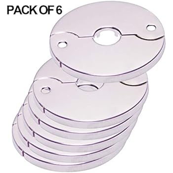 Floor and Ceiling Plate Split Flange, Fits 1/2 Inch IPS Galvanized Pipe or 3/4 Inch Copper Pipe, Chrome Finish (Pack of 6)