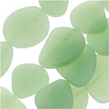 Cultured Sea Glass Flat Freeform Beads 18-28mm Opaque Seafoam Green (5 Pieces)