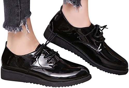 Fainosmny Junior Girl Back School Lace PU Leather Boots Shoes Retro Sandals Flat Platform Shoes Heel Pea Boots