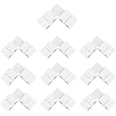 LightingWill 10pcs Pack L Shape Solderless Snap Down 2Conductor LED Strip Connector for Right Angle Corner or 90 Degree Connection of 8mm Wide 3528 2835 Single Color Flex LED Strips