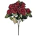 DALAMODA Burgundy 2 Bundles (with Total 20 Heads) Rose Flower Bouquet, for DIY Any Decoration Artificial Silk Flower