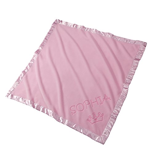 Custom Catch Princess Baby Blanket for Girls - Toddler Girl Crib Bedding, Receiving Blankets (Pink, Blue: 1 Text Line) - Thumbnail 4