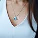 Girls Frozen Snowflake Crystal Pendant Necklace Ocean Green Pendant for Gift