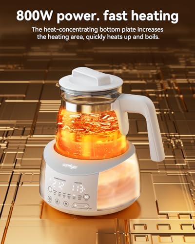 comfyer BK01 Bottle Warmer, Bottle Warmer with Night Light and Faster Cooling Fan, Instantly Water Warmer, Tea Kettle Electric with 6 Temperature Control Presets, Feed Baby More Easier and Healthier