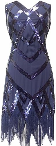 Ladies 1920's Vintage Style Charleston Flapper Gatsby Abbey Fringe Beaded Sequin Shift Dress
