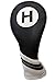 Majek Golf Headcover Black and White Leather Style #3 Hybrid Head Cover Fits Most Hybrid Clubs