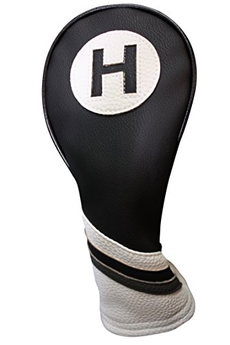 Golf Headcover Black and White Leather Style #3 Hybrid Head Cover Fits Most Hybrid Clubs