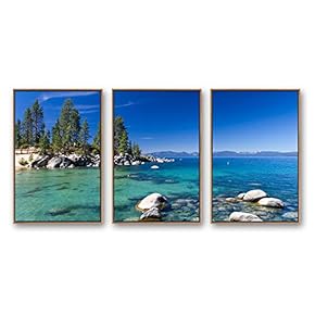 3 Piece Framed Canvas Wall Art for Living Room, Bedroom Lake Tahoe Canvas Prints for Modern Home Decoration Ready to Hang - 16"x24"x3 Panels