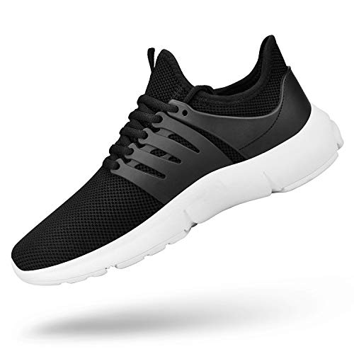 SouthBrothers Men's Running Shoes Lightweight Breathable Fashion Sneakers Casual Walking Sports Shoes Black/White Size 8