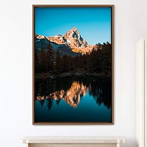 signwin Framed Canvas Wall Art Mountain Lake View...