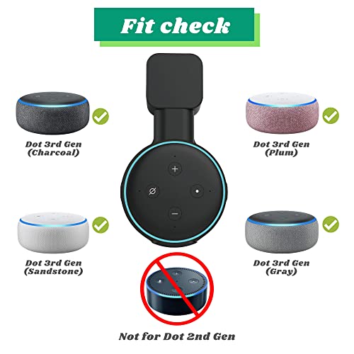 Sintron 2X Wall Mount Holder Black for Echo Dot 3, Smart Home