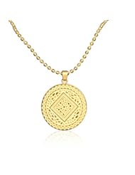 Jewelry: MultiBey Circle Round 18K Gold Plated Medallion Coin Pendant Necklaces For Women Men Fashion Jewelry Gift - DUOBEY