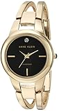 Anne Klein Women's AK/2628BKGB Diamond-Accented Gold-Tone Open Bangle Watch
